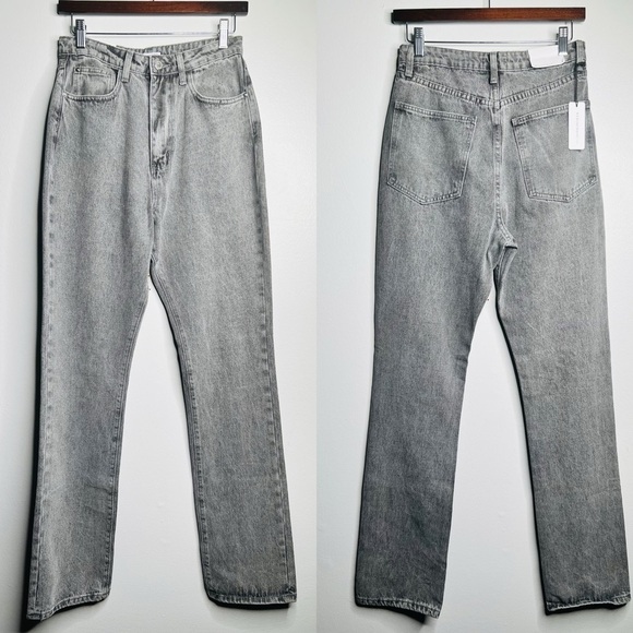 WeWoreWhat Icon High Rise Straight Leg Jeans – Washed Grey | Size 28 NWT - Picture 1 of 10
